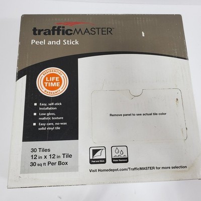 TrafficMASTER Carrara Marble 12x12 Peel and Stick Vinyl Tile 30 sq ft SS1212