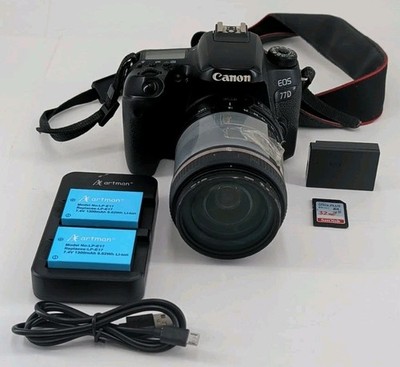Canon EOS 77D DSLR Camera w/ Tamron 18-200mm Lens + 3 Batteries & Charger