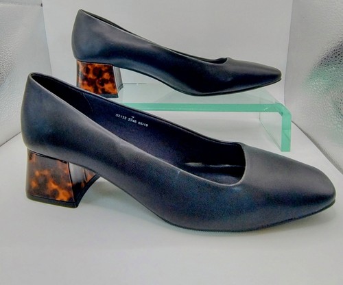 M&S Collection Ladies Block Insolia Heeled Black Shoes Size UK 7