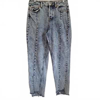 Zara Basic Z1975 Denim Ladies High Waist Button Fly Light Wash Denim Jean Button