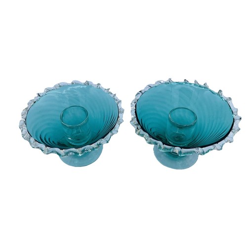 Murano AVEM Vintage Hand Blown Green Swirl Candlesticks 2.5” W Sticker - 第 1/15 張圖片