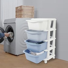 4 Tiers Storage Unit Moveable Nursery Kids Bedroom Toy Organizer Storage Shelf