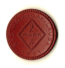 Notgeld Miśnieńska porcelana moneta 2 marki 1921 - BAD WEIXDORF-LAUSA