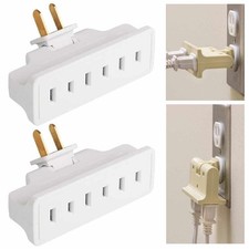 2 Pc Swivel 3 Outlet Indoor Wall Plug Tap Indoor Power 125V AC Adapter