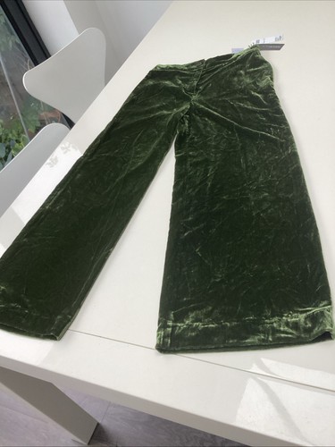 Marc Cain New With Tags Green Velvet Wide Leg Trousers Fit Size 10 RRP £255