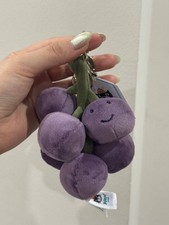 Jellycat Amuseables Purple Grapes Stuffed Fruit Plush Bag Charm Keychain NWT