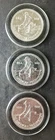 Lot of Three 1983 Engelhard 1oz Silver American Prospector Bullhorn Rounds