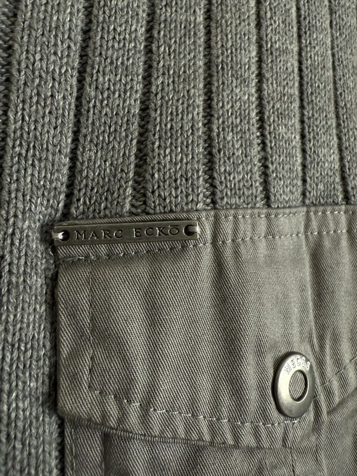 Suéter Marc Ecko Corte y Coser Hilos Mortales Cuello en V Bolsillo Acanalado Gris Algodón XL Foto 4 de 4