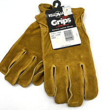 Vintage Wells Lamont Grips Precurved Leather Work Gloves Large 1010L