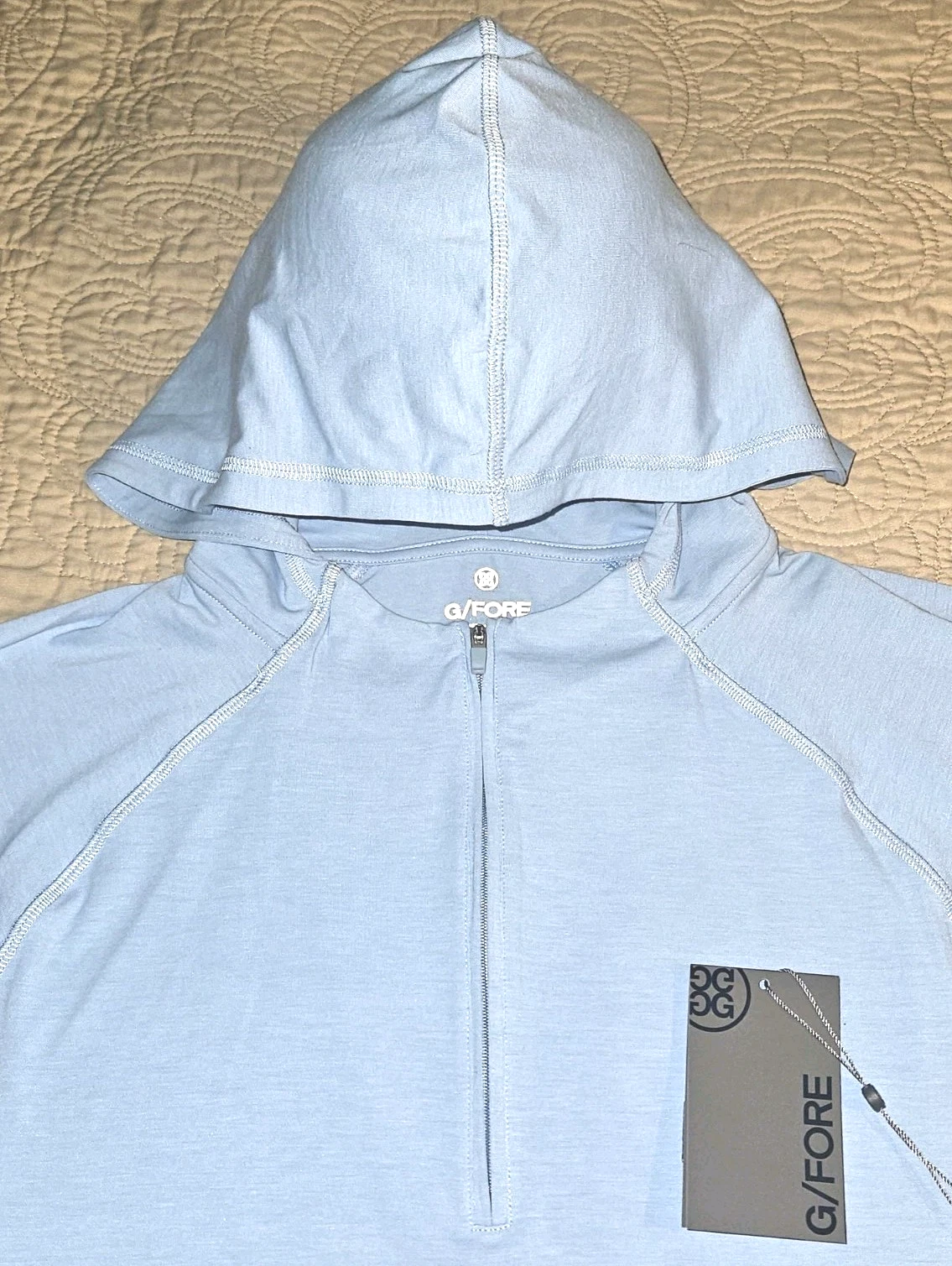 NEW G/FORE, MENS SIZE XXL, LUXE HOODED 1/4-ZIP PERFORMANCE💠SWEATER-MSRP $155.00
