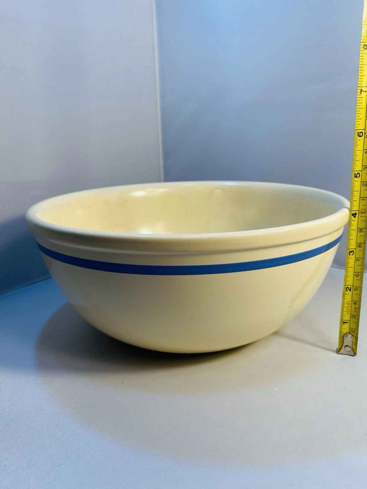 VINTAGE Homer Laughlin Mixing Bowl Blue Striped 9.5” Dia