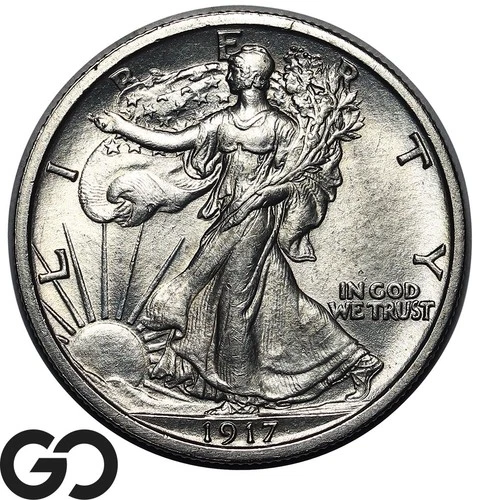 1917 Walking Liberty Half Dollar, Solid Gem BU++
