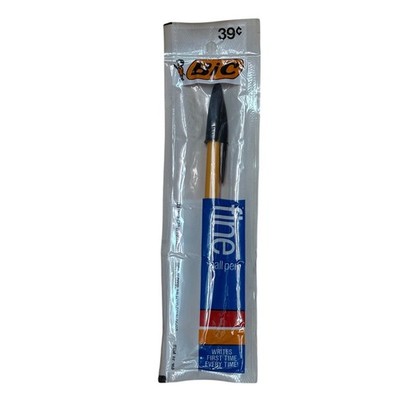 BIC Vtg 1980s Fine Point Black Ink Ballpoint Pen Sealed NOS Nostalgic F-39P