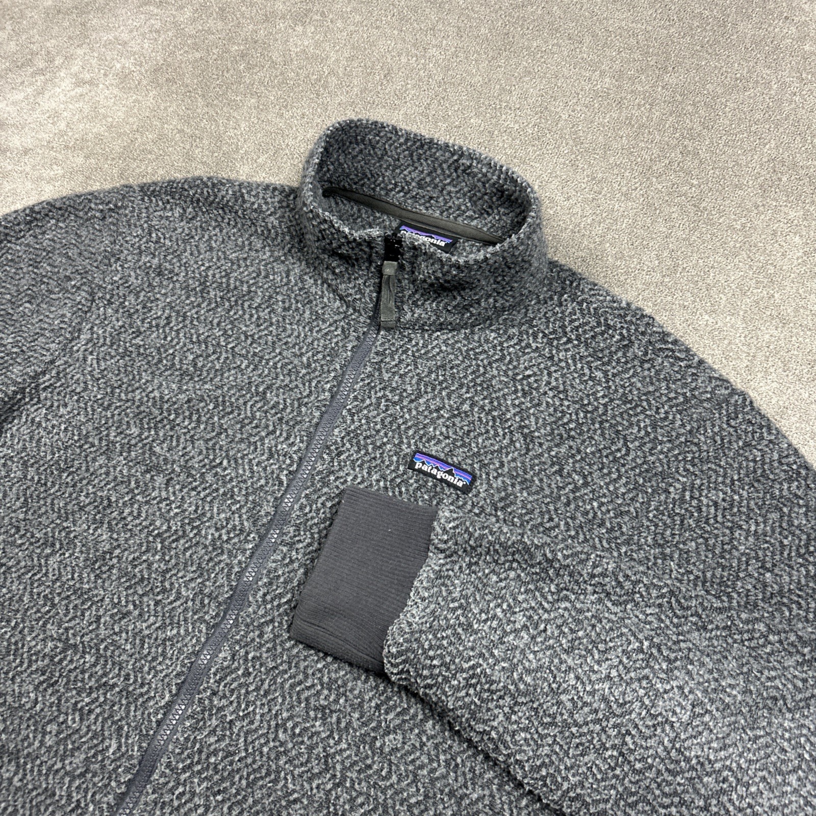 Patagonia Sweater Mens Large Woolyester Fleece Jacket Gray Full Zip Casual
