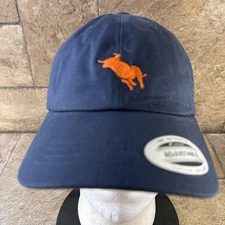 Yupoong Baseball Cap Hat Navy Blue With Embroidered Orange Bull Adjustable NWOT