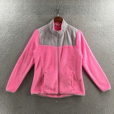 Danskin Now Jacket Youth Medium (8-10) Pink Gray Fleece Full Zip Up Side Pocket