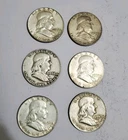 Lot Of Six Benjamin Franklin Half Dollar Coins  1952-1963 90% Silver US Coins