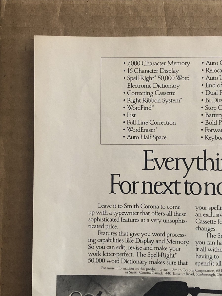 1990 Smith Corona XD 4600 Typewriter VTG 90s PRINT AD Everything