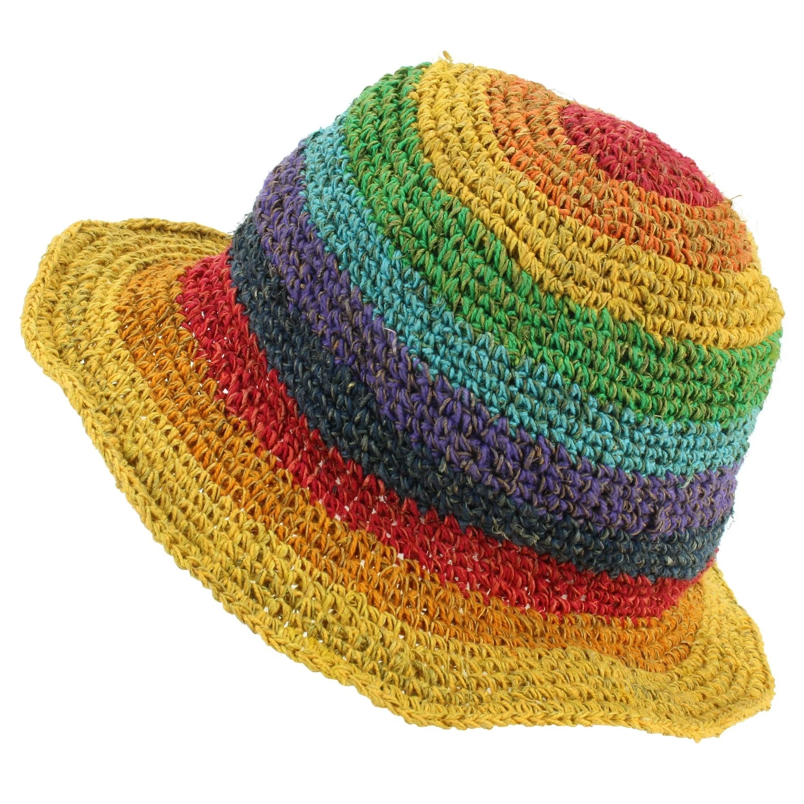 Sun Hat Hemp Cotton Rainbow Summer Nepal Handmade Natural
