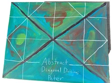 Original Abstract 16 by 20 inch Canvas Acrylic Painting Diagonal Divisions