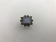 Sterling Silver .925 1/4" x 1/2" Rectangular Blue Lace Agate Ring Size 8 1/2