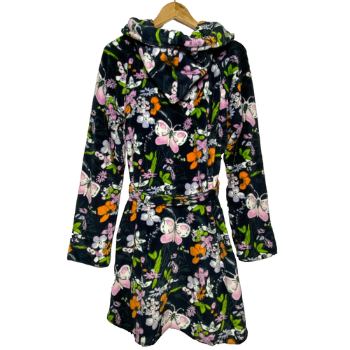 Vera Bradley Wrap Robe Belted BLOOM BOOM NAVY Hood Floral Butterfly Women's 2XL - Picture 7 of 17