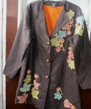 Fall Coat Womens size XL Harvest Leaves Embex Office  -NNX -9