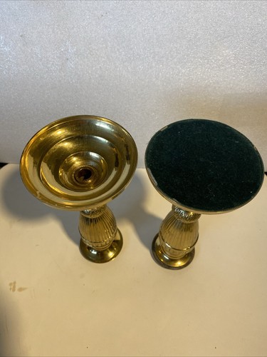 Brass Candlestick Holders Ornate Heavy Mid Century Hollywood Regency 8" (2) - Picture 11 of 11