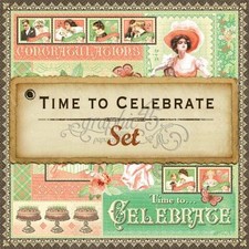 GRAPHIC 45 "TIME TO CELEBRATE" 8 12X12 PAPERS PARTIES RETIRED SCRAPJACK'S PLACE