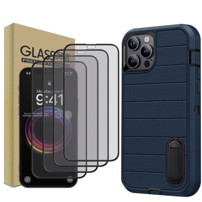 For Apple iPhone 12/Pro/Pro Max Case Heavy Duty Kickstand Cover Screen Protector