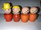 Vintage Fischer Price Wooden Little People Lot of 4 Figures Cowboy Girl Babies
