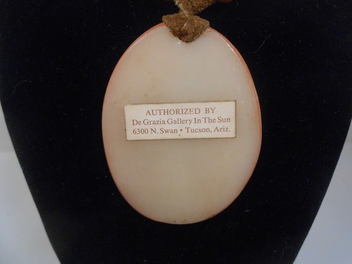 Vintage 1974 DeGrazia Hand Painted Necklace Mother & Child Authorized Rare - Picture 2 of 5
