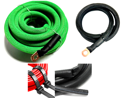Battery Cable Relocation Kit 4 Ga OFC COPPER 12' 3'- Snake Skin Wiring Marine E - Foto 4