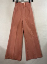 Rare VTG 70s Bell Bottoms High Waist Sears JR Bazaar Size 3 Petite Dusty Rose