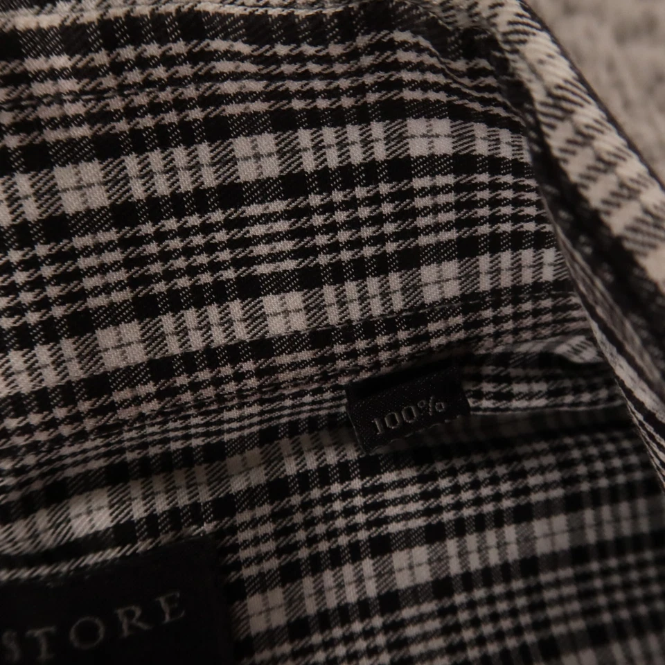 Рубашка мужская Bloomingdales L 16 32/33 черная белая Glen клетчатая 100% хлопок саржа - Изображение 4 из 4