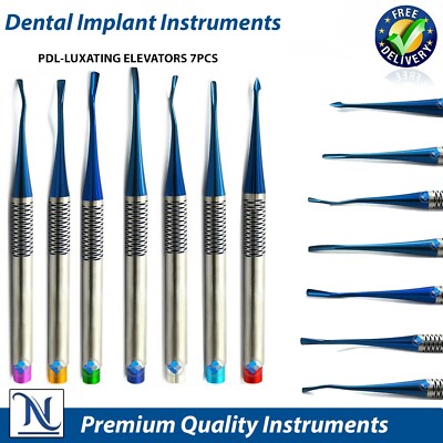 Dental PDL Luxating Root Elevators Set of 7 Precise Periotomes Tips Titanium Lab