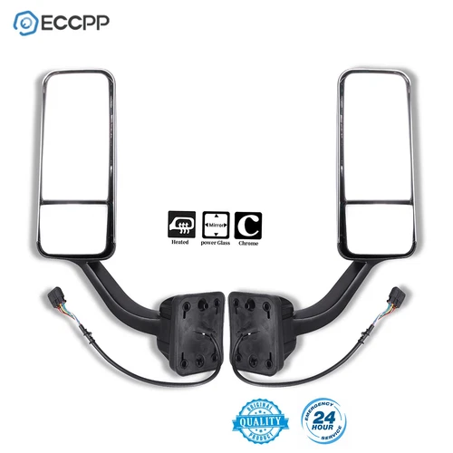 Chrome Door Mirror Power Heated For 2008-2016 Freightliner Cascadia LH+RH Side