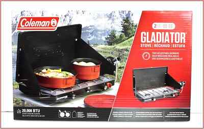 Coleman GLADIATOR Camping STOVE - 20K BTU 2 BURNERS Regulator Easy Light NEW NIB