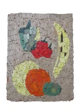 Vintage Glass Mosaic Original Mid Century Modern Food Fruit Vegetable Still Life