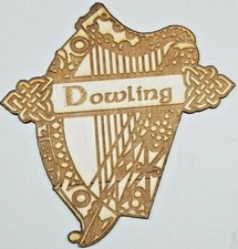 LARGE Personalized Engraved Family Last Name Wood Harp Custom Gift Irish Celt