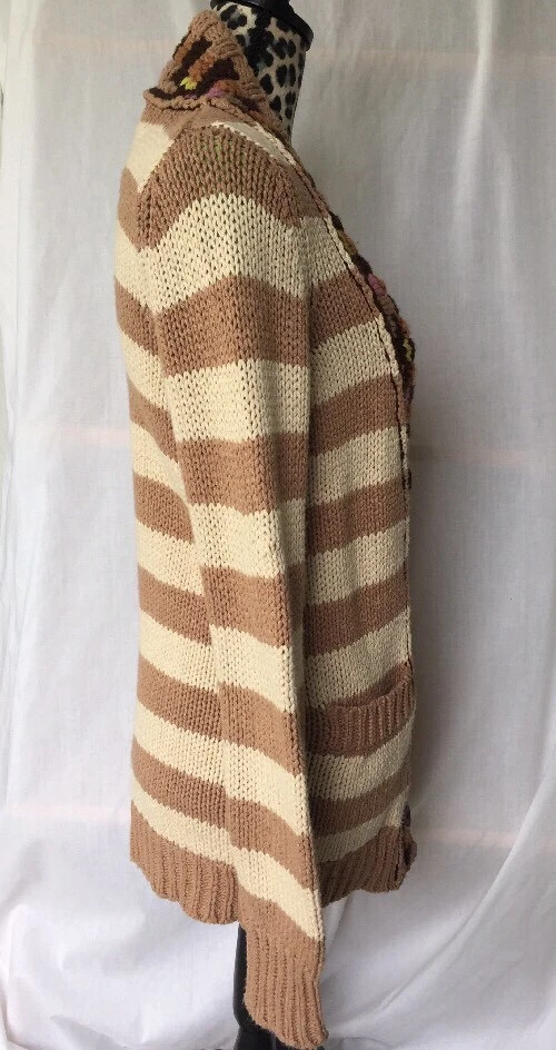 Anthropologie Sparrow Cardigan Sweater Knit Hopi Striped Brown Medium (I951) - Image 3 of 4