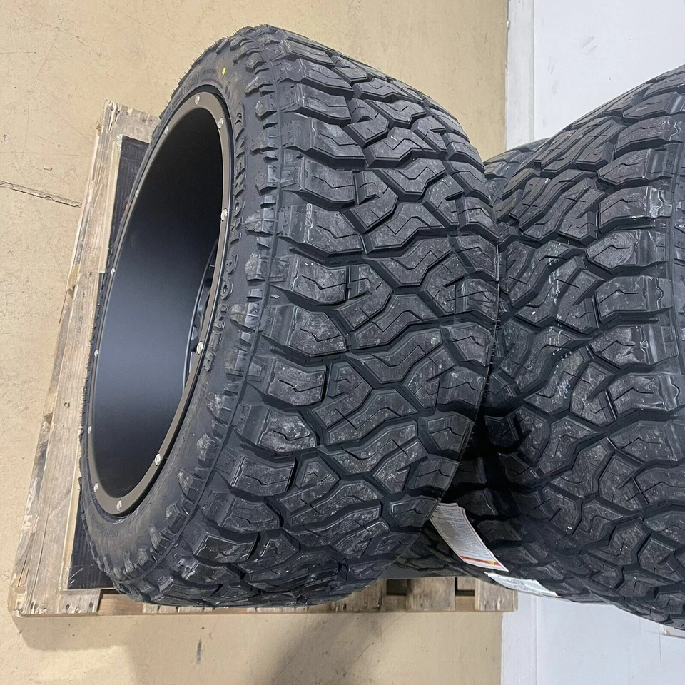 22x12 Vision Rocker Black Wheels Rims 33" AT Tires Package 8x170 Ford F250 F350 - Image 3 of 4