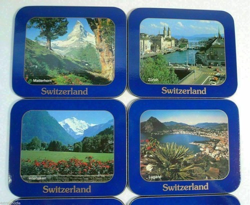 Bucherer of Switzerland Set of 6 Scenic Switzerland Coasters Corkback in Box - Picture 3 of 5