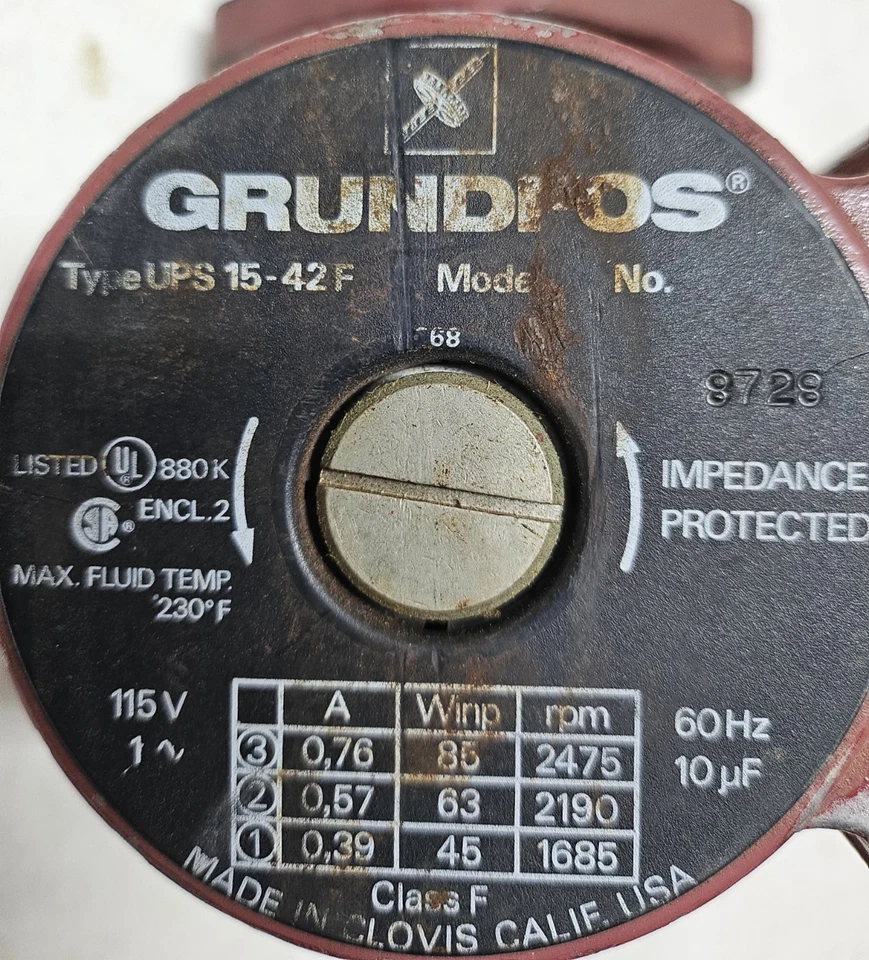 Grundfos Type UPS15-42F Circulation pump 60hz 115v - Image 3 of 4