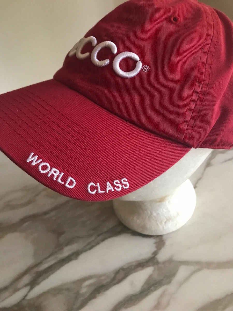 ECCO World Class Red Golf Hat Cap Strap Back Adjustable White Logo