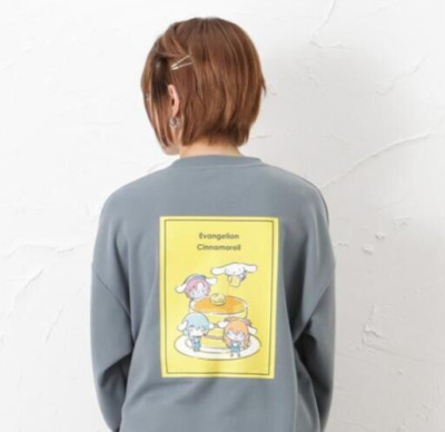 Sanrio Cinnamoroll Cafe x Eva Sweatshirt Asuka Rei Mari Ver. Womens Size M Blue