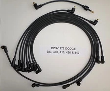 Big Block DODGE 1959-1972 383-400-413-426-440 BLACK Spark Plug Wires POINTS USA