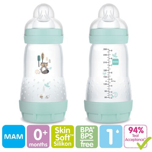 MAM Easy Start™ Anti-Colic 260ml Forrest Owl - 2 feeding bottles - Box Creased - Picture 1 of 6