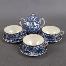 Servizio Da Caffè Porcellana Fine Orientale Decorazioni Blu Collezione Vintage