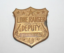 Lone Ranger Deputy Serial Stamped Brass Toy Badge w/ Secret Compartment 1949